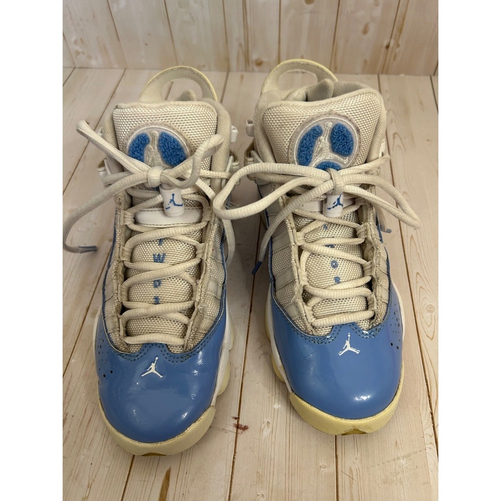 Nike Air Jordan 6 Rings "UNC" Basketball White Valor Blue Sz 4 Youth CW7038-100